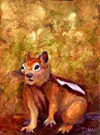 Original Oil Painting, wildlife art, Chipmunk, by DAW